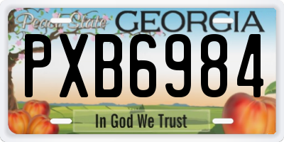 GA license plate PXB6984