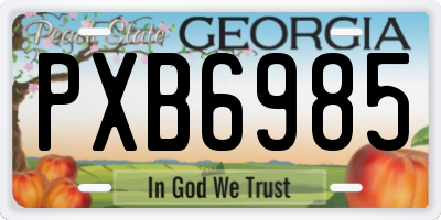GA license plate PXB6985