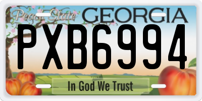 GA license plate PXB6994