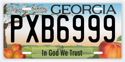 GA license plate PXB6999