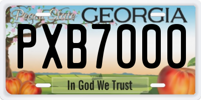 GA license plate PXB7000