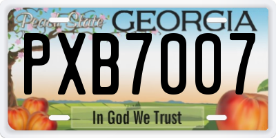GA license plate PXB7007