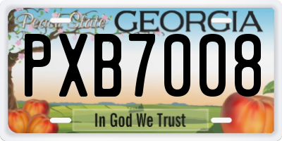 GA license plate PXB7008
