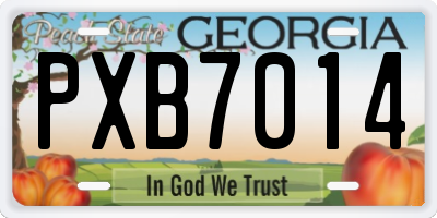 GA license plate PXB7014