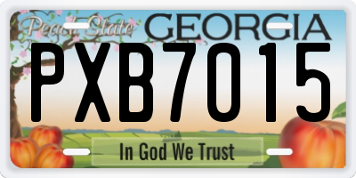 GA license plate PXB7015