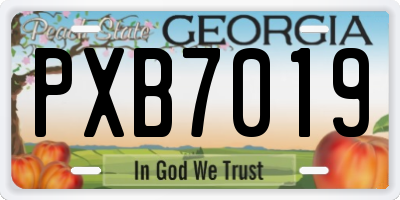 GA license plate PXB7019