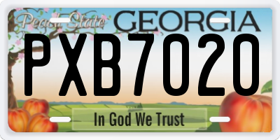 GA license plate PXB7020