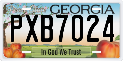 GA license plate PXB7024