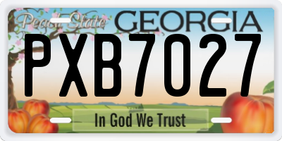 GA license plate PXB7027