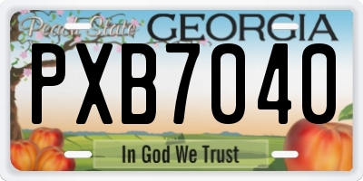 GA license plate PXB7040