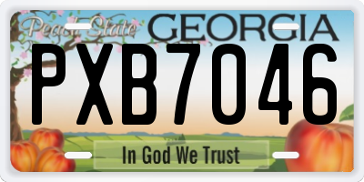 GA license plate PXB7046