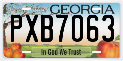 GA license plate PXB7063