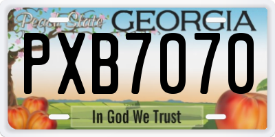 GA license plate PXB7070