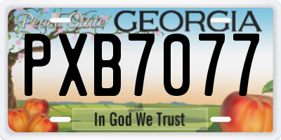 GA license plate PXB7077
