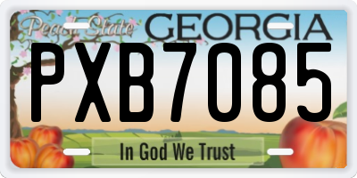 GA license plate PXB7085