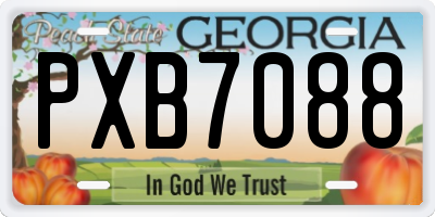 GA license plate PXB7088