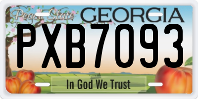 GA license plate PXB7093