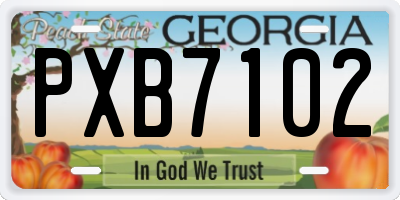 GA license plate PXB7102