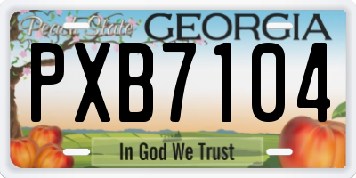 GA license plate PXB7104