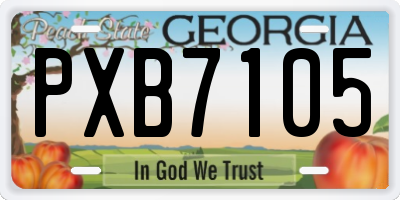 GA license plate PXB7105