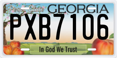 GA license plate PXB7106