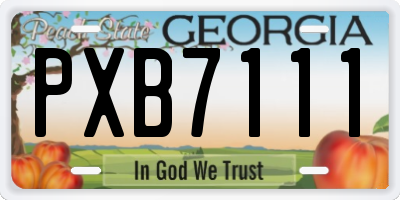 GA license plate PXB7111