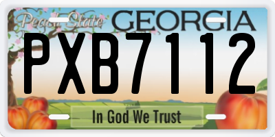 GA license plate PXB7112
