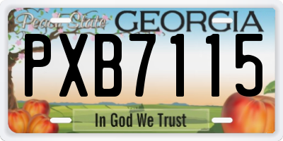GA license plate PXB7115