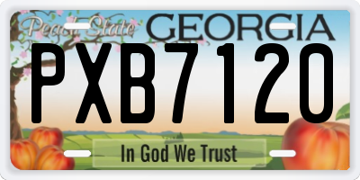GA license plate PXB7120