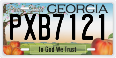 GA license plate PXB7121