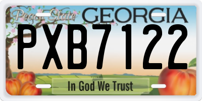 GA license plate PXB7122