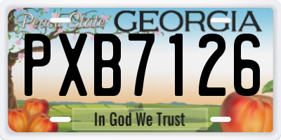 GA license plate PXB7126