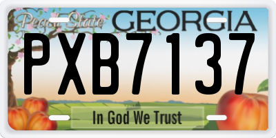 GA license plate PXB7137