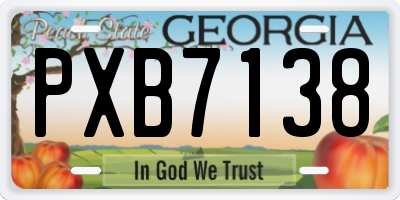 GA license plate PXB7138