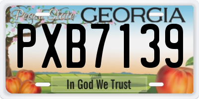 GA license plate PXB7139