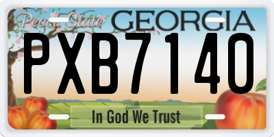 GA license plate PXB7140