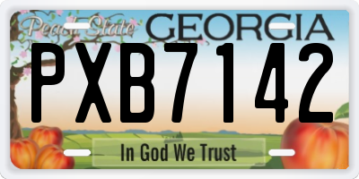 GA license plate PXB7142
