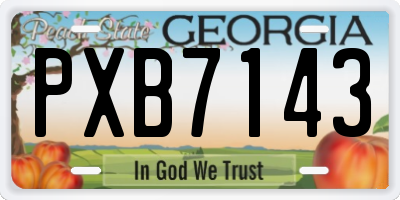 GA license plate PXB7143