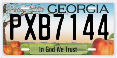 GA license plate PXB7144