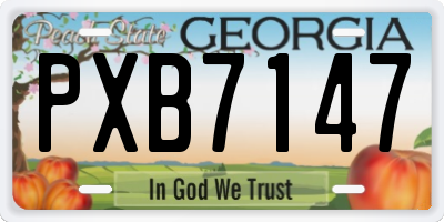 GA license plate PXB7147