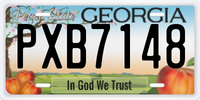 GA license plate PXB7148