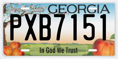 GA license plate PXB7151