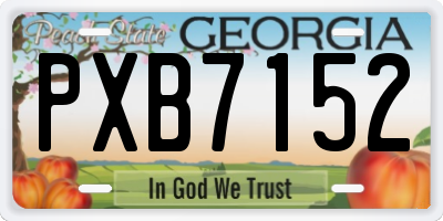 GA license plate PXB7152