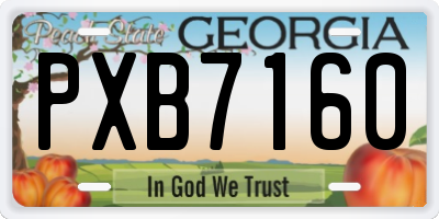 GA license plate PXB7160
