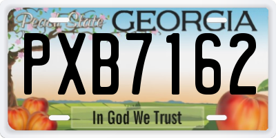 GA license plate PXB7162