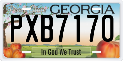 GA license plate PXB7170