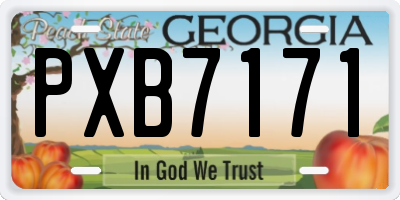 GA license plate PXB7171