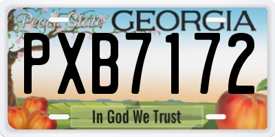 GA license plate PXB7172
