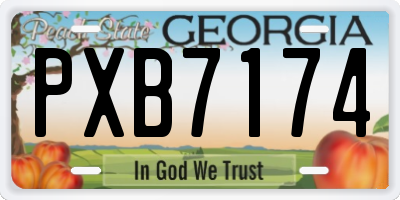 GA license plate PXB7174