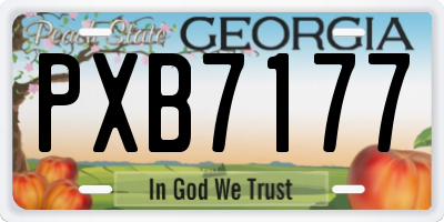 GA license plate PXB7177